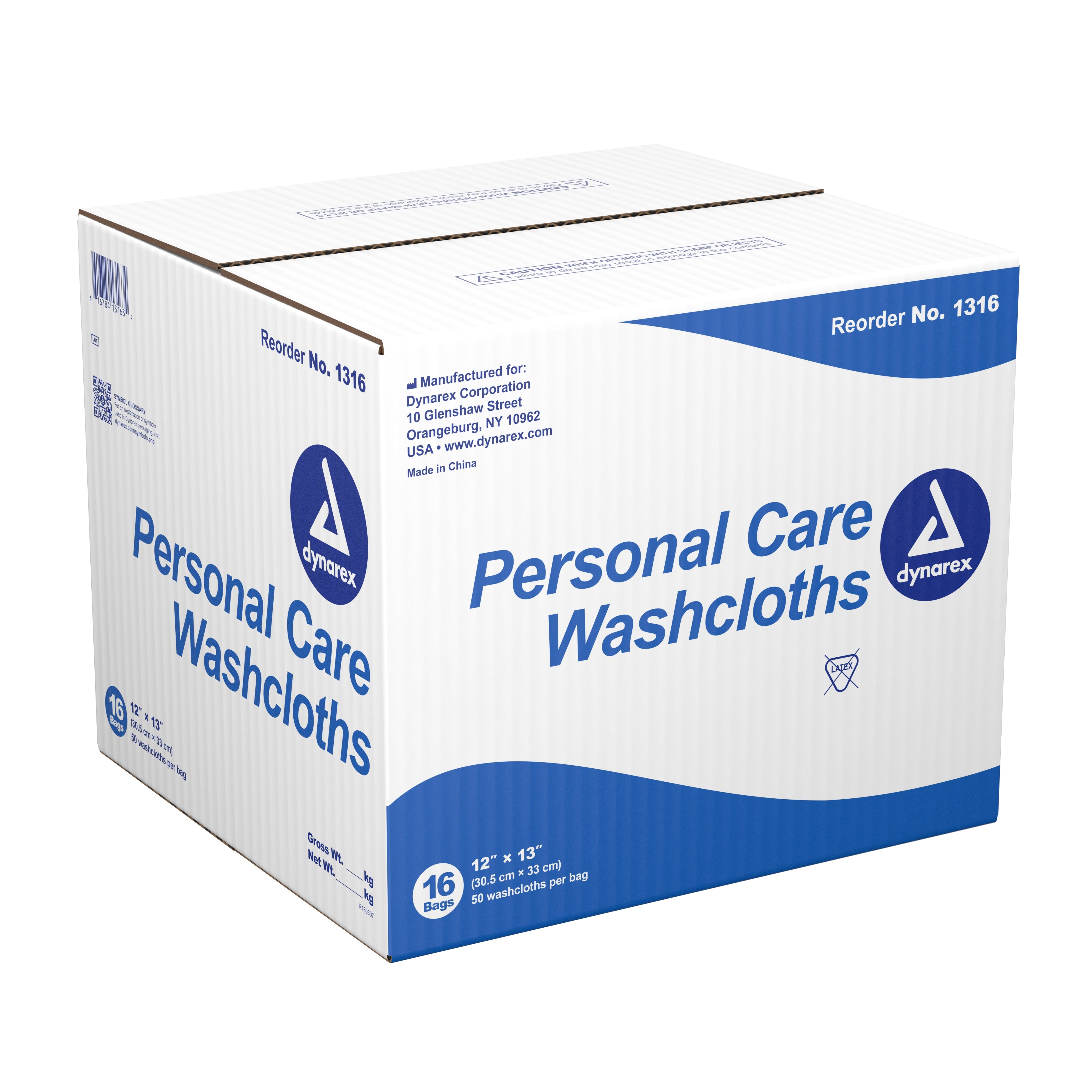 dynarex� Disposable Washcloth, 12 x 13 Inch-Washcloth Dynarex� 12 X 13 Inch White Disposable