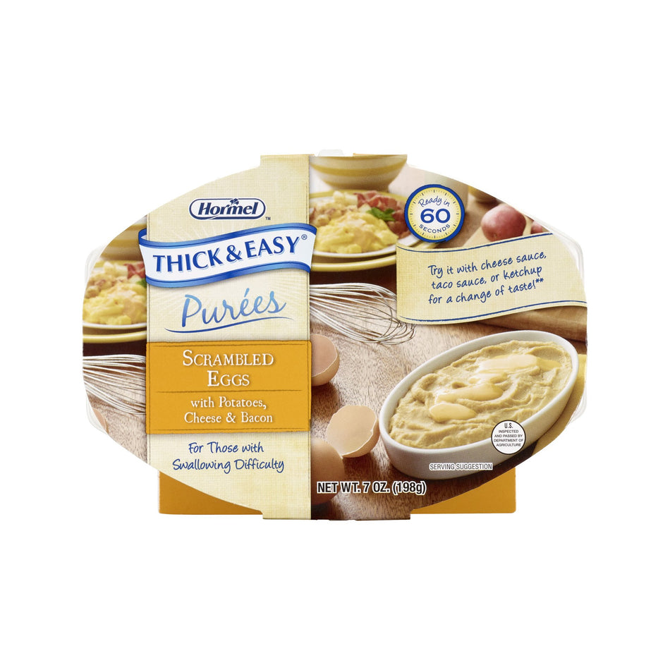 Thick & Easy Pures Scrambled Eggs / Potatoes Thickened Food, 7-ounce Tray-Thickened Food Thick & Easy Purees 7 oz. Tray Scrambled Eggs / Potatoes Flavor Puree IDDSI Level 2 Mildly Thick