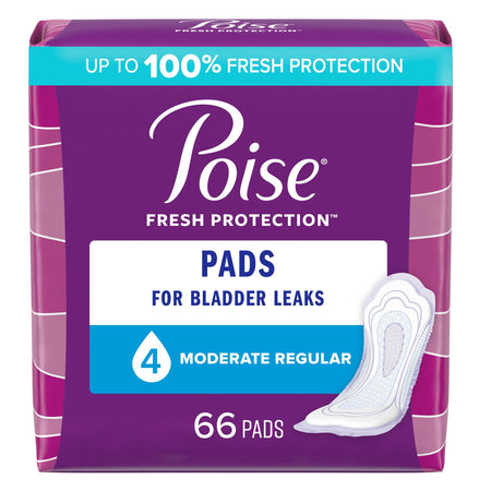 Poise Moderate Absorbency Bladder Control Pad, Regular Length-Bladder Control Pad Poise Fresh Protection 10.47 Inch Length Moderate Absorbency Sodium Polyacrylate Core One Size Fits Most