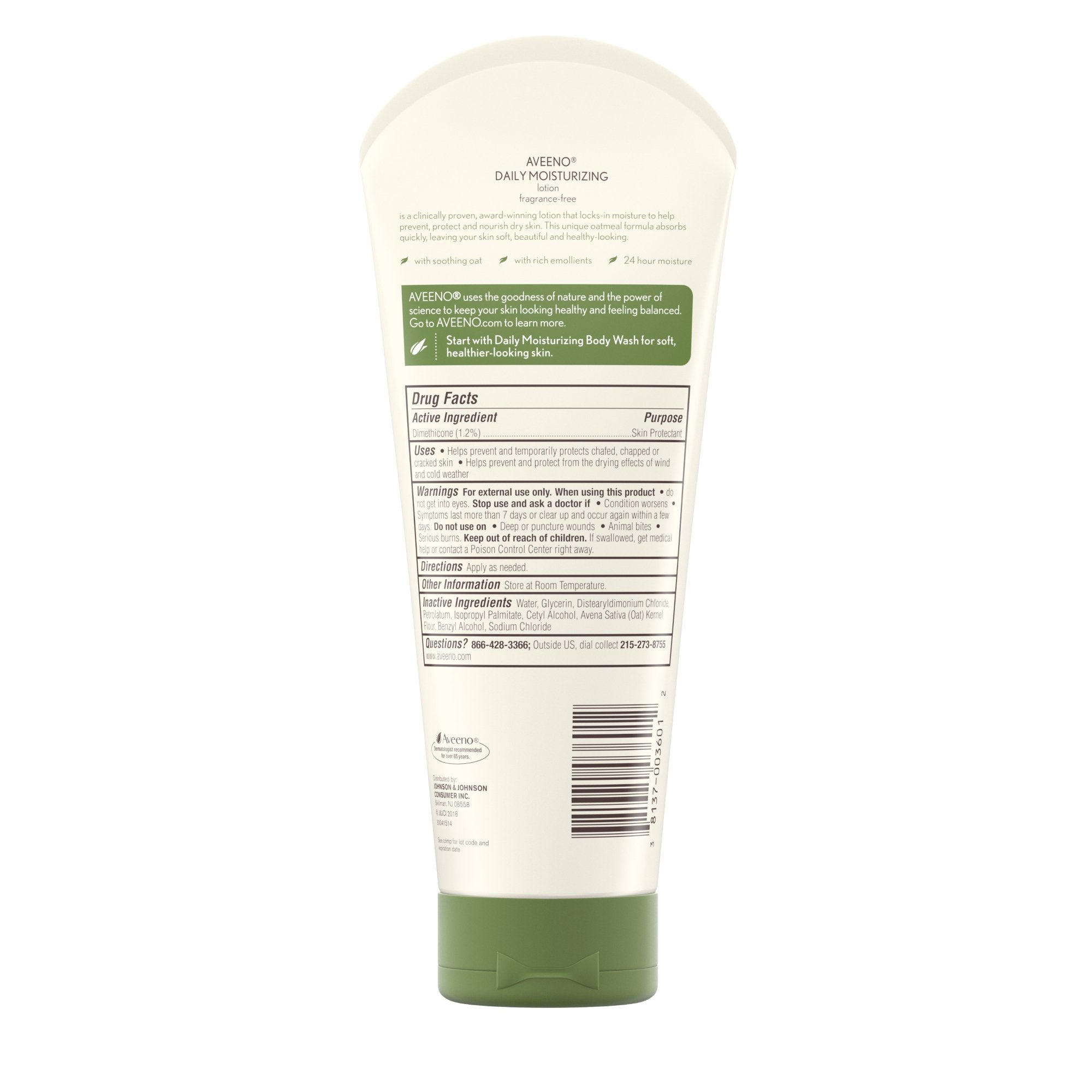 Aveeno Daily Moisturizing Body Lotion, 8 oz. Tube-Hand and Body Moisturizer Aveeno Active Naturals 8 oz. Tube Unscented Cream