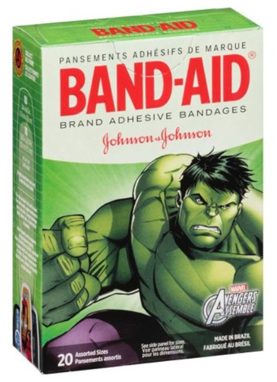 Band-Aid Kid Design (Avengers) Adhesive Strip, Assorted Sizes-Adhesive Strip Band-Aid 5/8 X 2-1/4 Inch / 3/4 X 3 Inch Plastic Rectangle / Round Kid Design (Avengers) Sterile