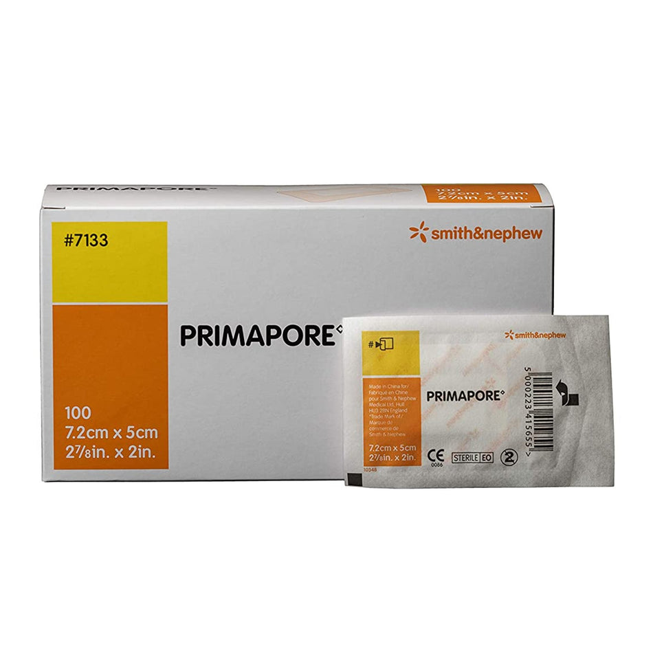 Primapore White Adhesive Dressing, 2 x 3 Inch-Island Dressing Primapore 2 X 3 Inch Rectangle Sterile