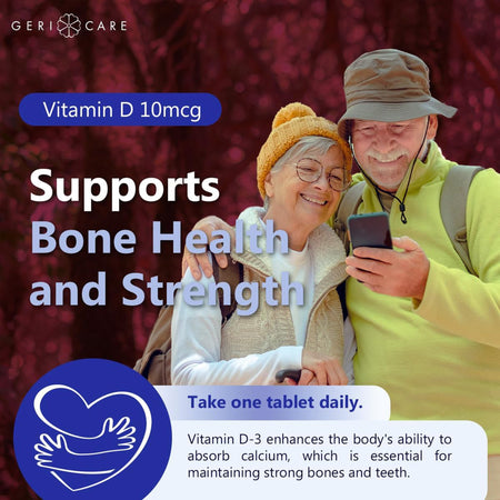 Geri-Care Vitamin D-3 Supplement-Vitamin Supplement Geri-Care Vitamin D3 400 IU Strength Tablet 100 per Bottle