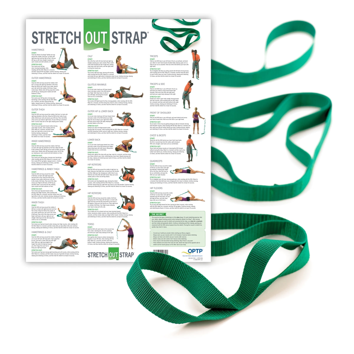 Stretch-Out Stretch Assist Strap With Poster, 6 Foot Length-Stretch Assist Strap With Poster Stretch-Out 6 Foot Length Green