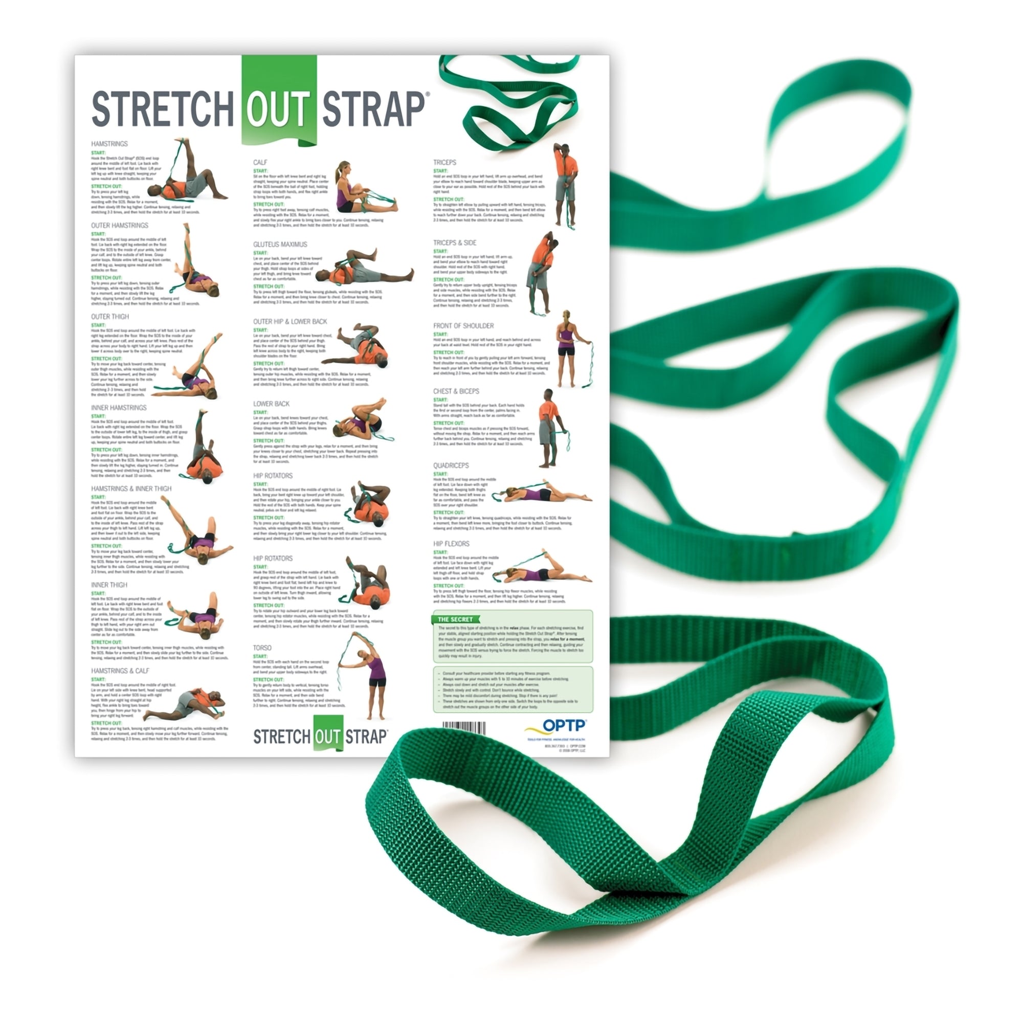 Stretch-Out Stretch Assist Strap With Poster, 6 Foot Length-Stretch Assist Strap With Poster Stretch-Out 6 Foot Length Green