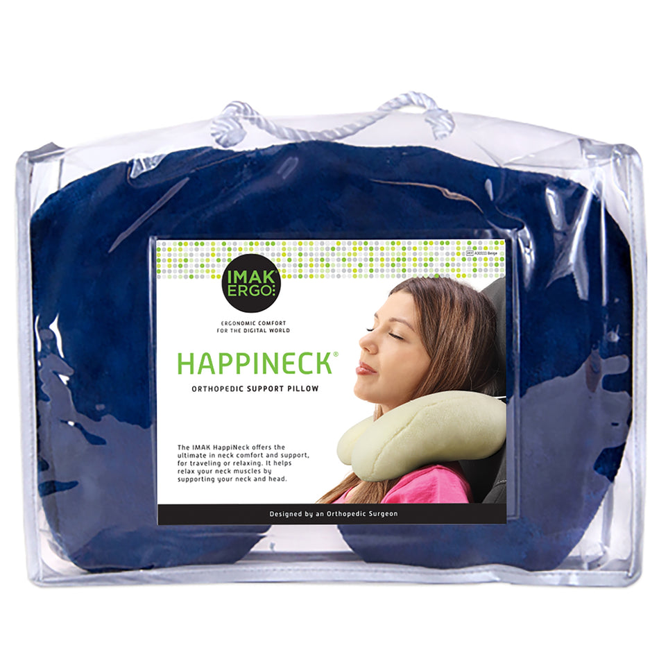 IMAK Ergo HappiNeck Crescent Neck Pillow, Blue-Crescent Neck Pillow IMAK HappiNeck Blue Reusable