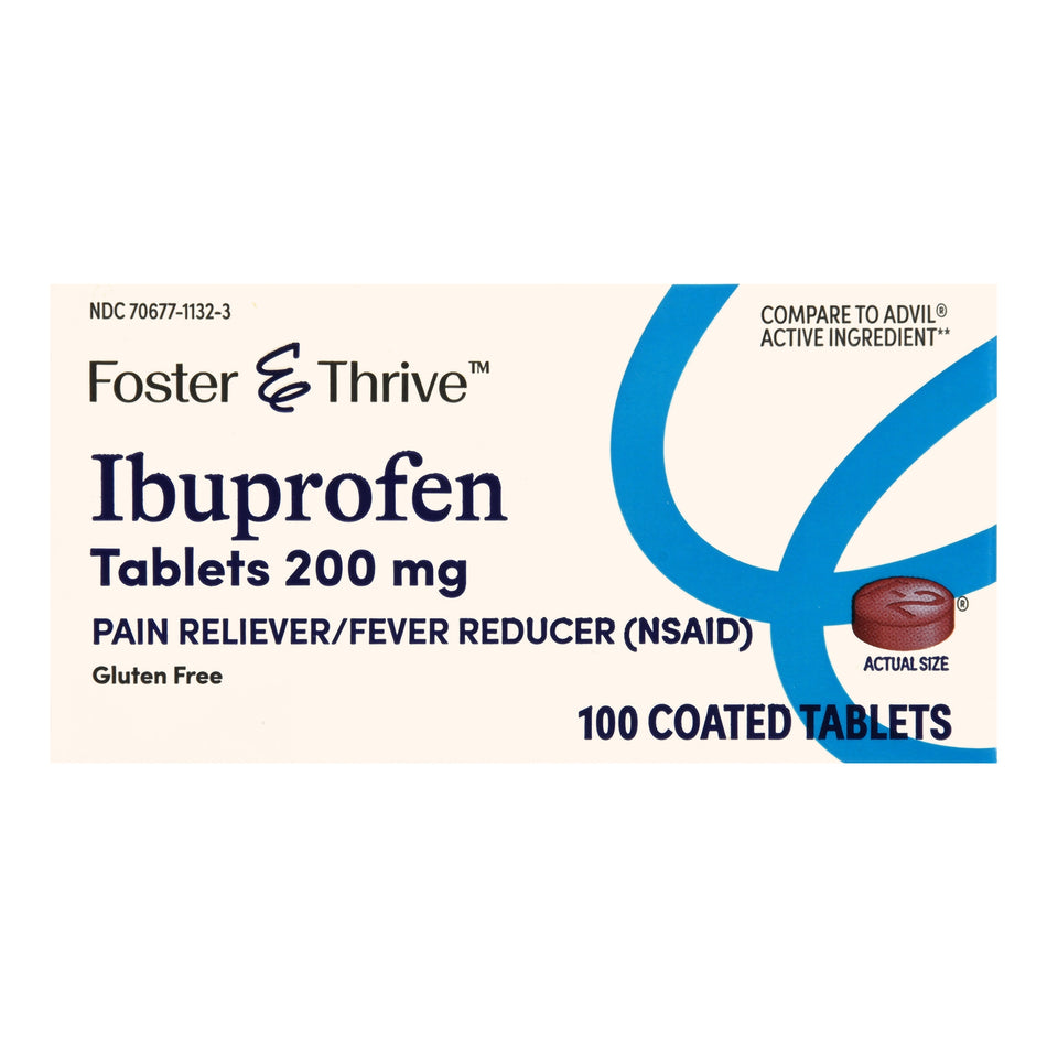 Foster & Thrive Ibuprofen 200 mg Coated Tablets-Pain Relief Foster & Thrive 200 mg Strength Ibuprofen Tablet 100 per Bottle