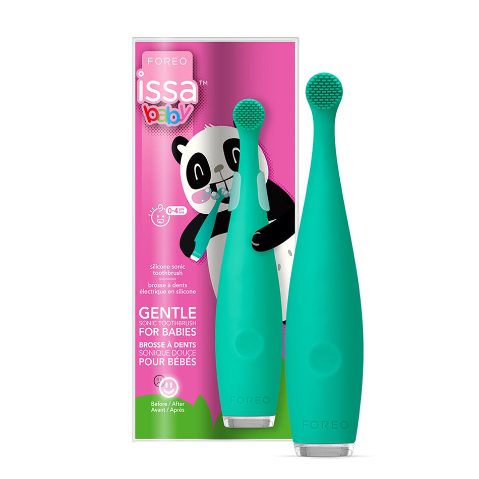 ISSA� baby Soft Silicone Sonic Toothbrush, Kiwi Green Panda-Sonic Toothbrush ISSA� baby Kiwi Green Panda Ages Birth to 4 Years Silicone