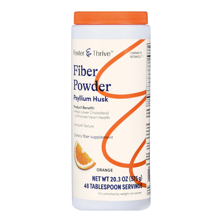 Foster & Thrive Fiber Powder Psyllium Husk, Orange Flavor-Fiber Supplement Foster & Thrive Orange Flavor Powder 20.3 oz. Psyllium Husk