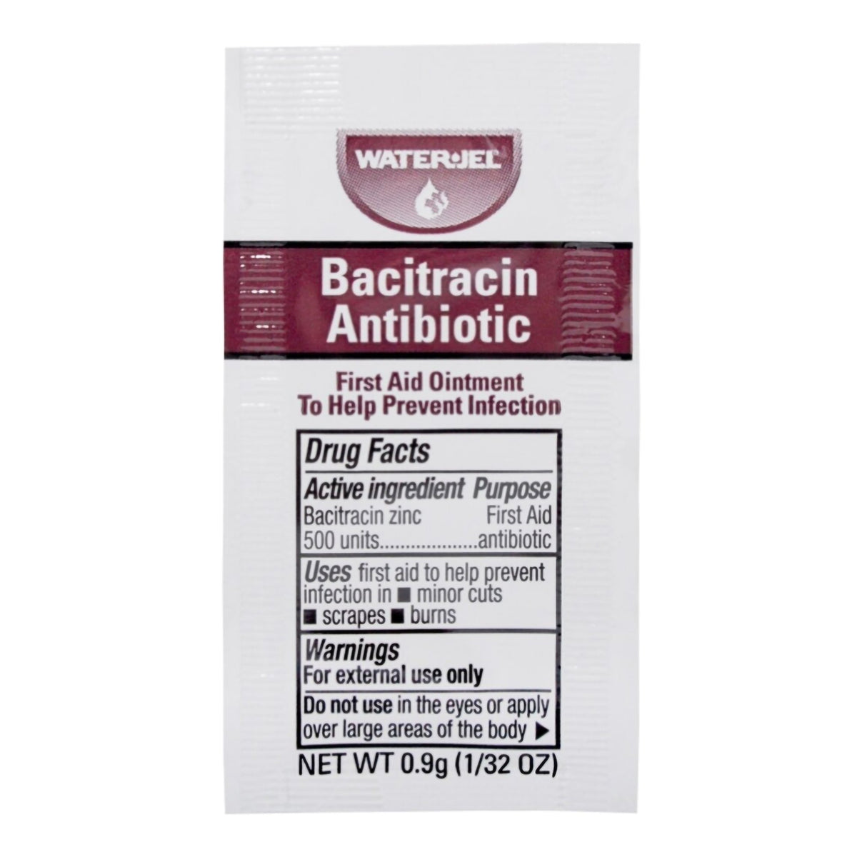 Water Jel Bacitracin Zinc First Aid Antibiotic-First Aid Antibiotic Water Jel Ointment 0.9 Gram Individual Packet