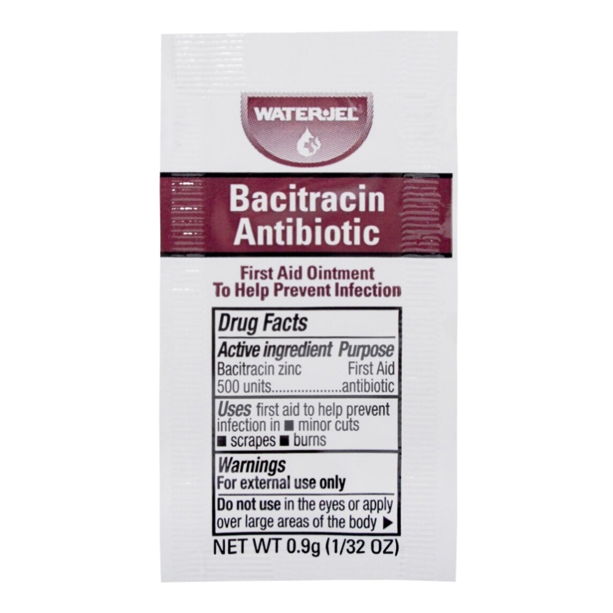 Water Jel Bacitracin Zinc First Aid Antibiotic-First Aid Antibiotic Water Jel Ointment 0.9 Gram Individual Packet