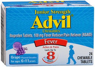 Advil Junior Strength Ibuprofen Pain Relief-Pain Relief Advil 100 mg Strength Ibuprofen Chewable Tablet 24 per Bottle