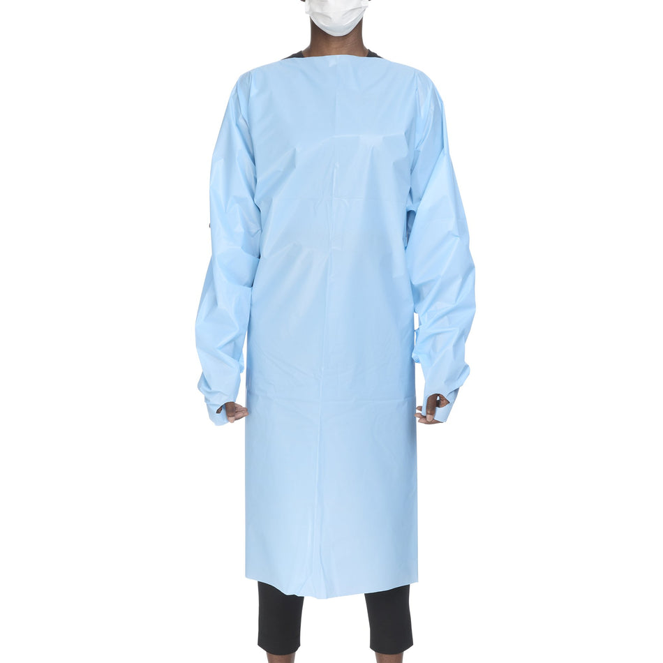 McKesson Open Back Over-the-Head Protective Procedure Gown, Universal, Blue-Protective Procedure Gown McKesson One Size Fits Most Blue NonSterile AAMI Level 2 Disposable