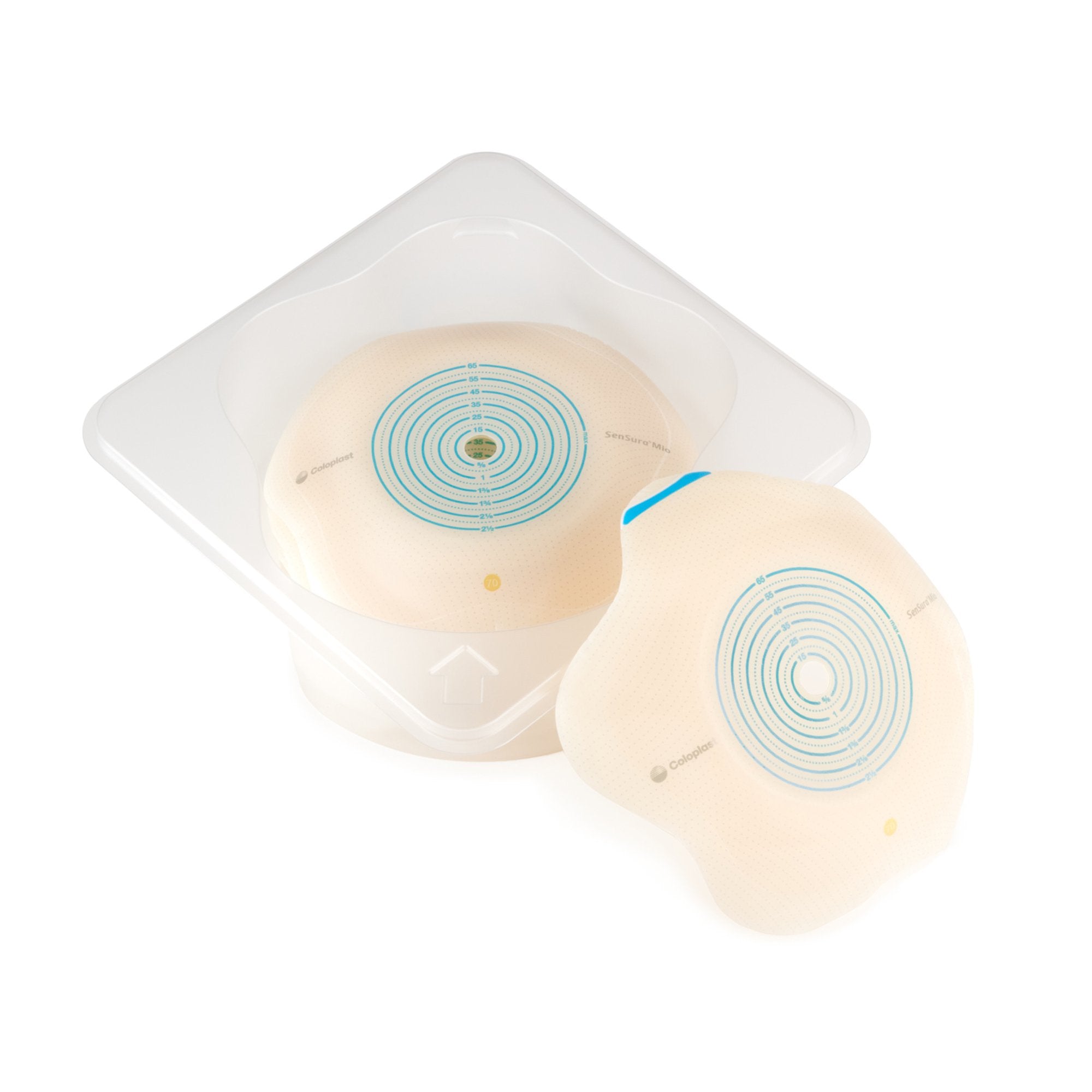 Ostomy Barrier SenSura® Mio Convex Flip Trim to Fit, Extended Wear Elastic Adhesive 70 mm Flange Yellow Code System 3/8 to 2-9/16 Inch Opening