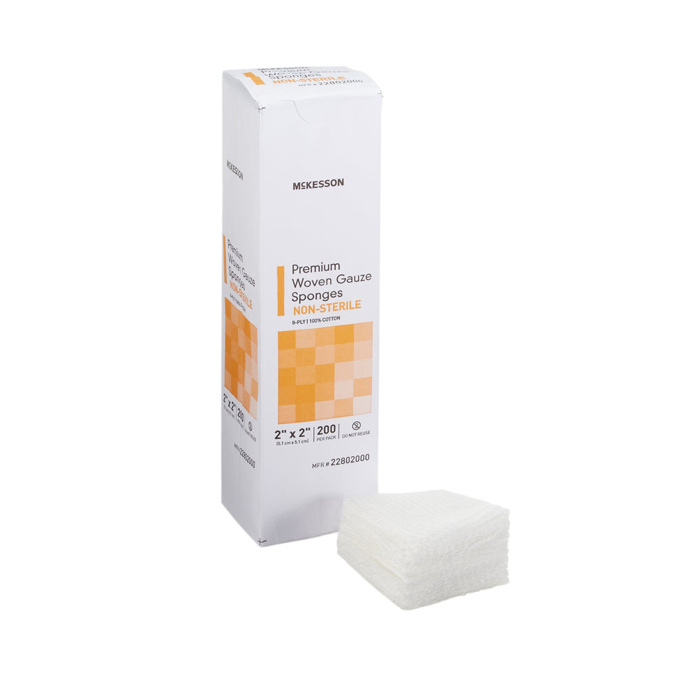 McKesson Gauze Sponge, 2 x 2 Inch, 8-Ply-Gauze Sponge McKesson 2 X 2 Inch 8-Ply NonSterile 200 per Pack