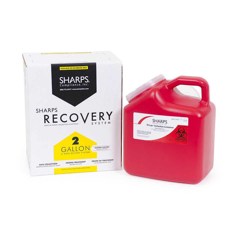 Sharps Mailback Chemotherapy Container, 2 Gallon-Mailback Chemotherapy Container Yellow Base 2 Gallon