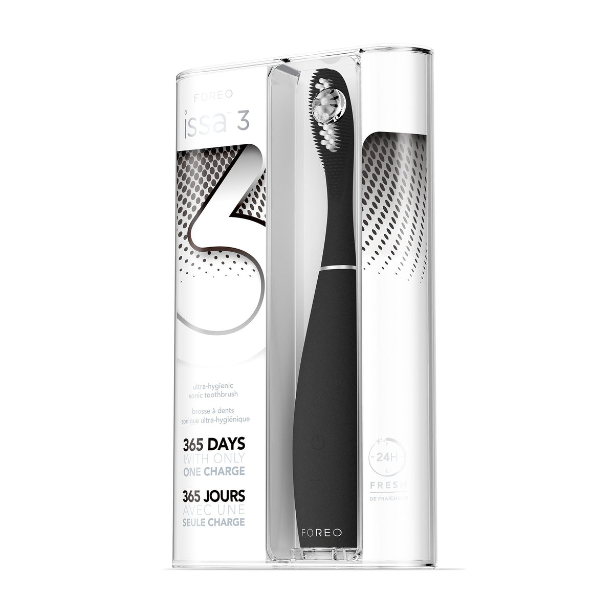 ISSA 3 Silicone Sonic Toothbrush, Black-Sonic Toothbrush ISSA3 Black Adult Polymer