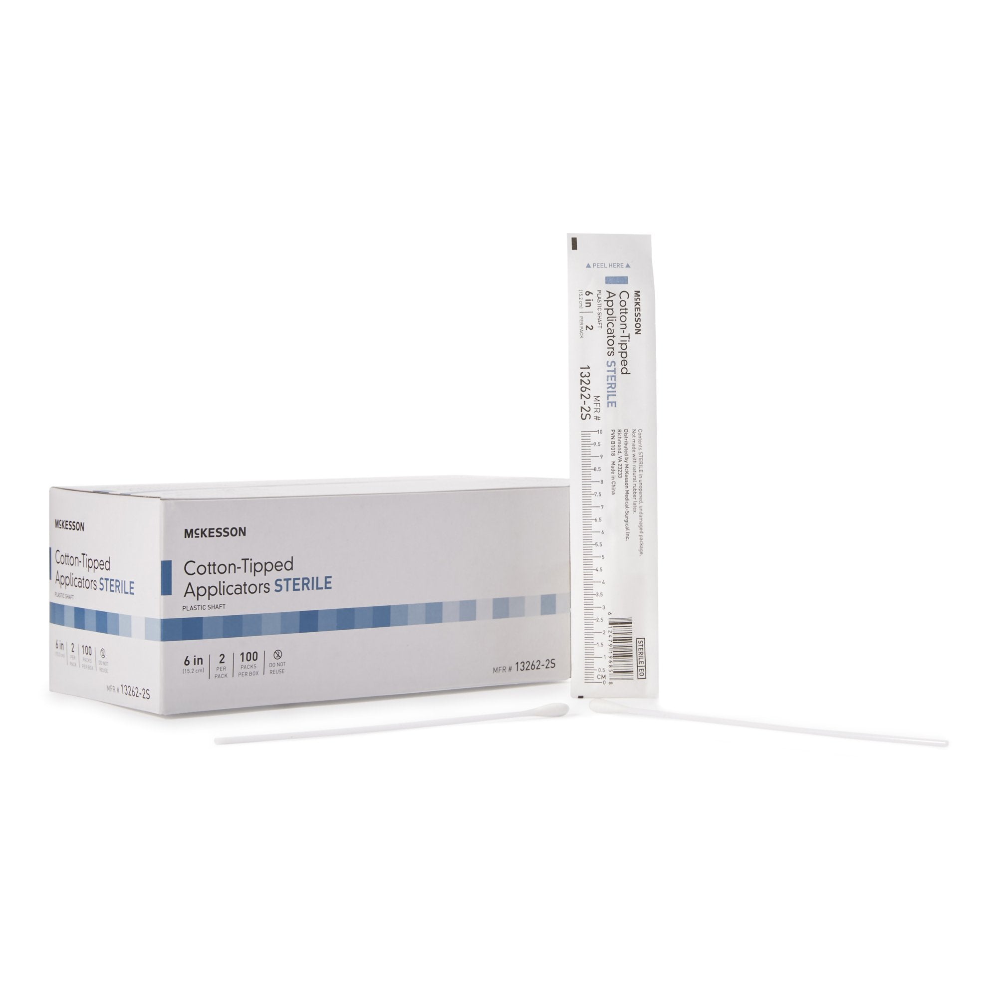 McKesson Swabstick, 6-Inch Length-Swabstick McKesson Cotton Tip Plastic Shaft 6 Inch Sterile 2 per Pack