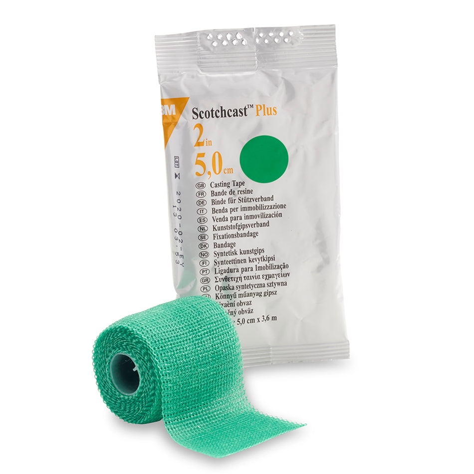 3M Scotchcast Plus Cast Tape, Green, 2 Inch x 4 Yards-Cast Tape 3M Scotchcast Plus 2 Inch X 12 Foot Fiberglass / Resin Green
