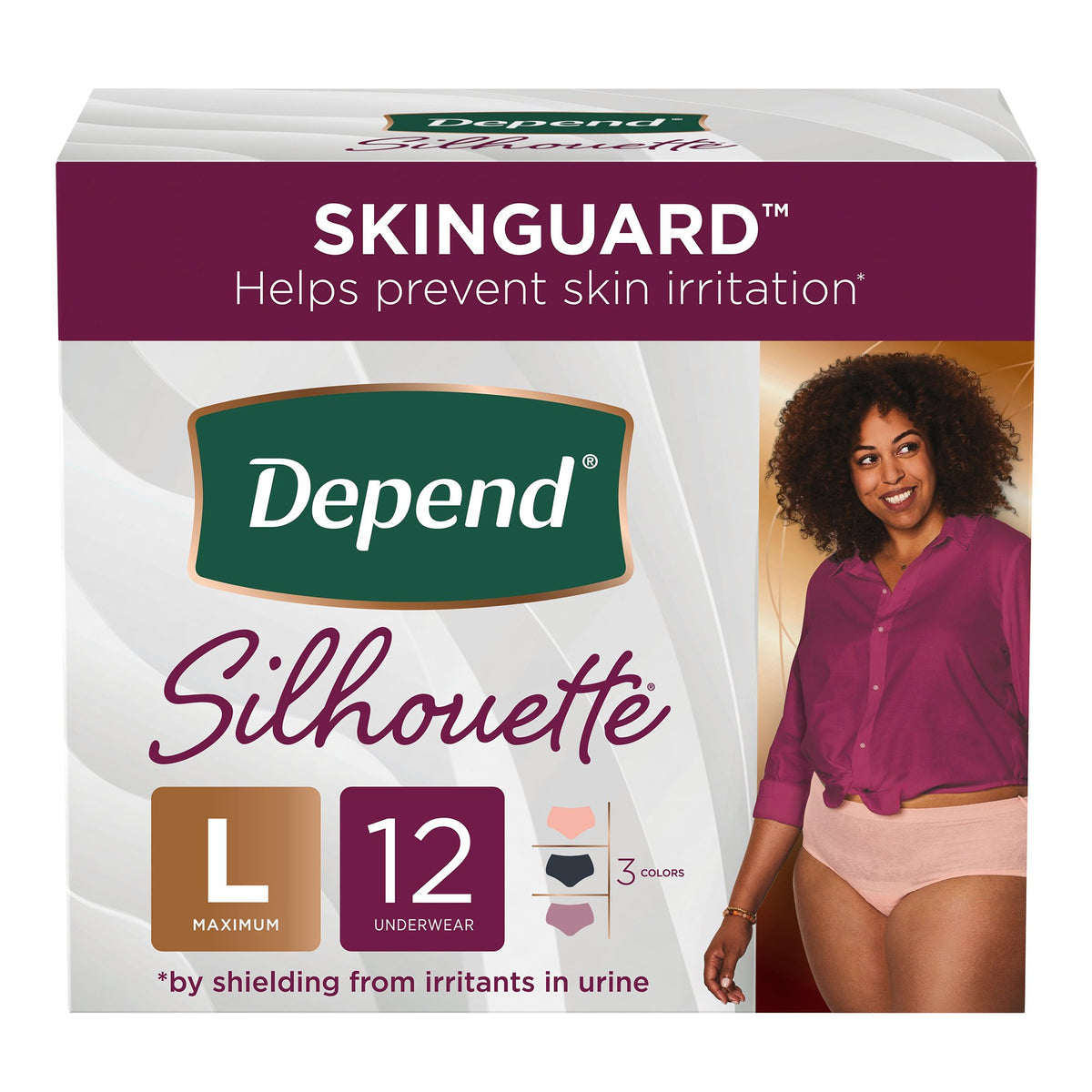 Depend Silhouette Classic Women's Underwear, Large, Pink-Female Adult Absorbent Underwear Depend Silhouette Waistband Style Large Disposable Heavy Absorbency