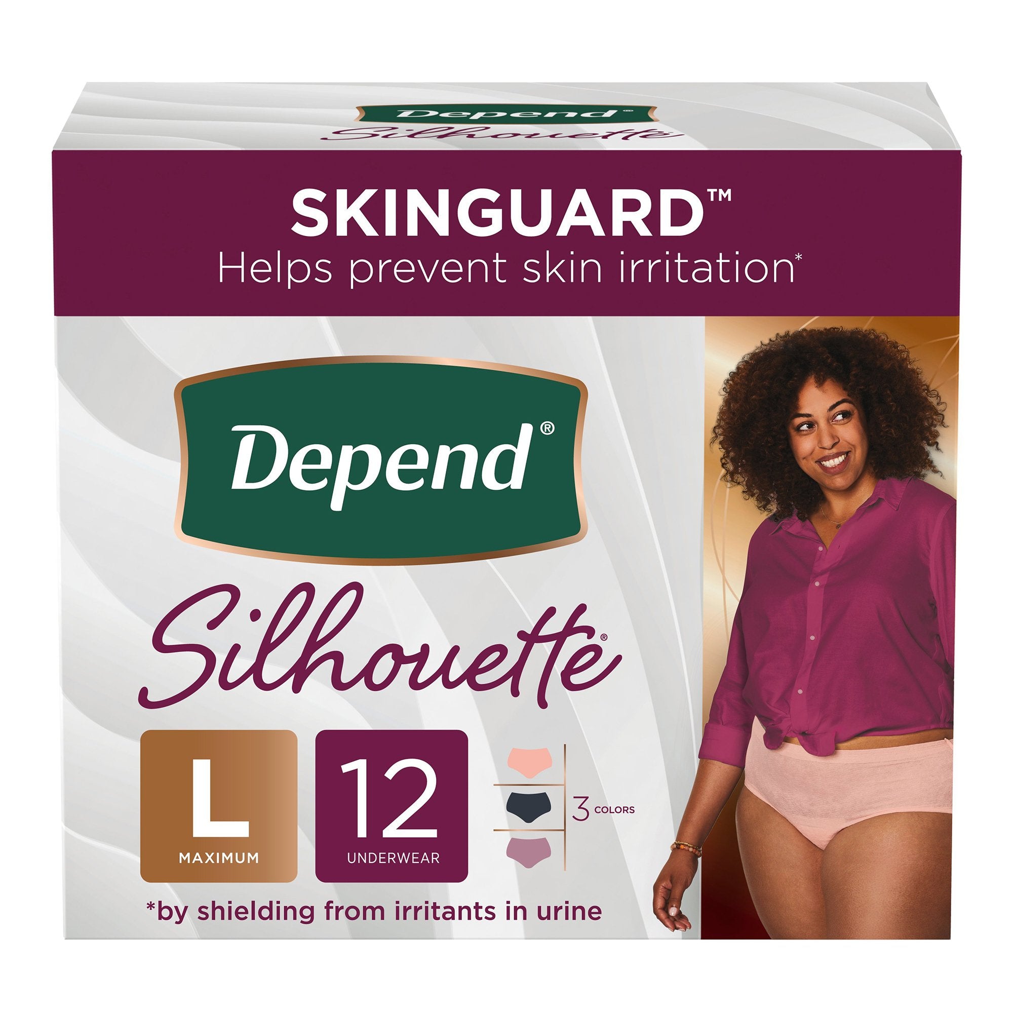 Depend Silhouette Classic Women's Underwear, Large, Pink-Female Adult Absorbent Underwear Depend Silhouette Waistband Style Large Disposable Heavy Absorbency