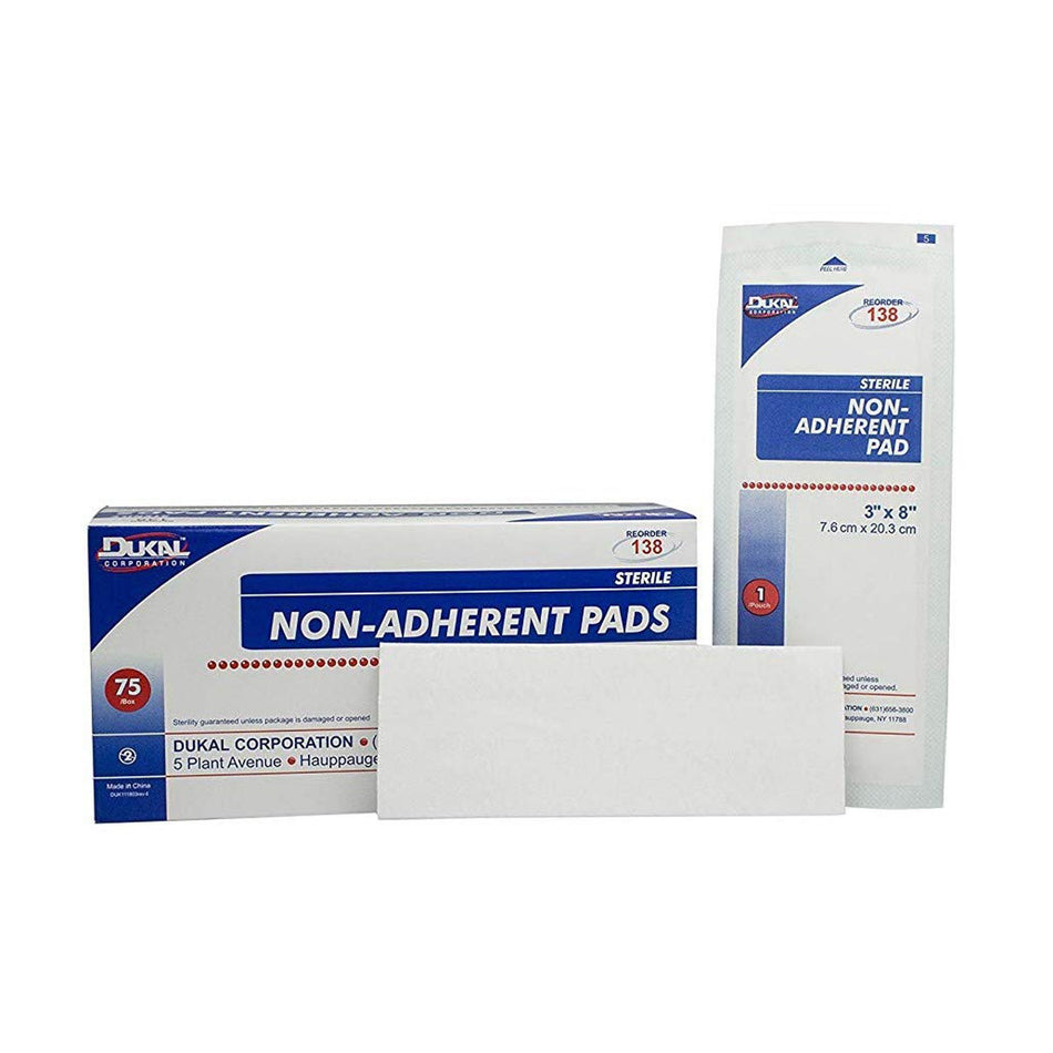 Dukal Nonadherent Dressing, 3 x 8 inch-Non-Adherent Dressing Dukal 3 X 8 Inch Sterile 1 per Pack