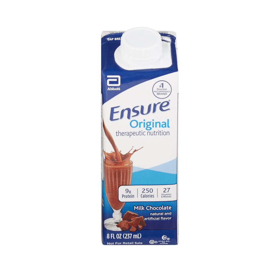 Ensure Original Therapeutic Nutrition Shake, Chocolate, 8-ounce carton-Oral Supplement Ensure Original Therapeutic Nutrition Shake Chocolate Flavor Liquid 8 oz. Reclosable Carton