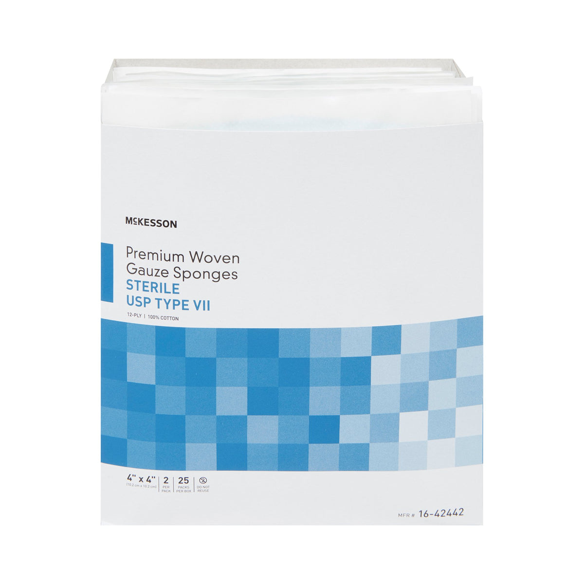 McKesson Sterile USP Type VII Gauze Sponge, 4 x 4 Inch, 12-Ply-Gauze Sponge McKesson 4 X 4 Inch 12-Ply Sterile 2 per Pack