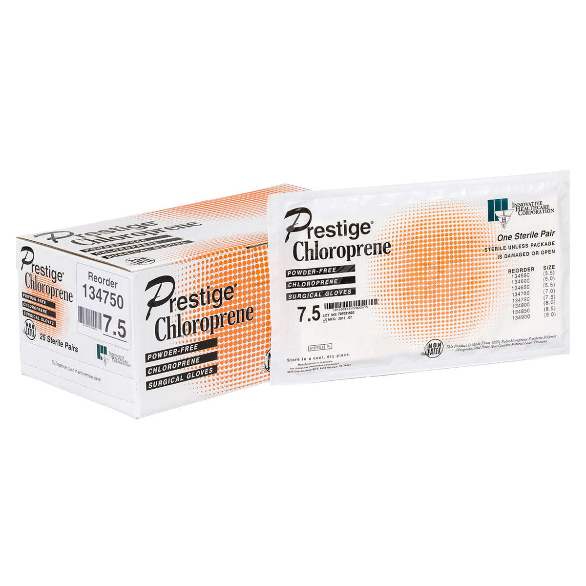 DermAssist Prestige Polyisoprene Surgical Glove, Size 7.5, Ivory-Surgical Glove DermAssist Prestige Size 7.5 Sterile Polyisoprene Standard Cuff Length Fully Textured Ivory Not Chemo Approved