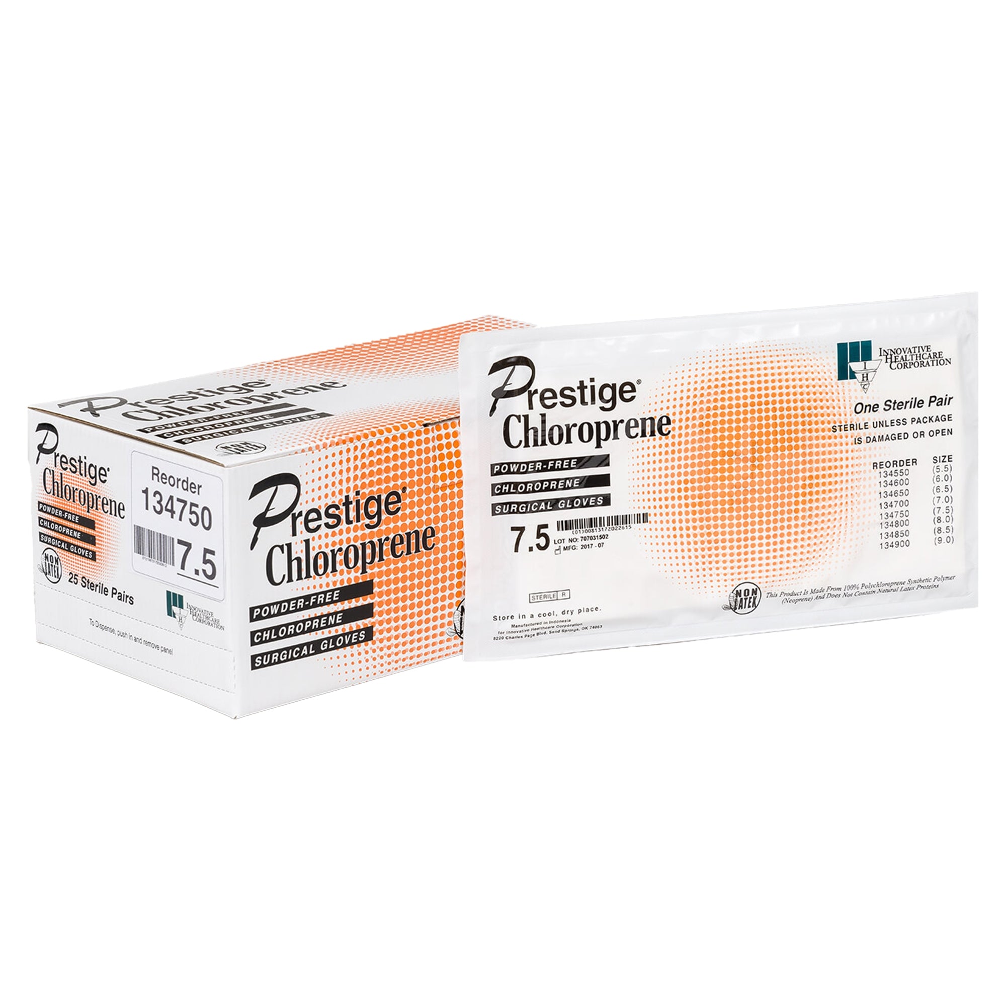 DermAssist Prestige Polyisoprene Surgical Glove, Size 7.5, Ivory-Surgical Glove DermAssist Prestige Size 7.5 Sterile Polyisoprene Standard Cuff Length Fully Textured Ivory Not Chemo Approved