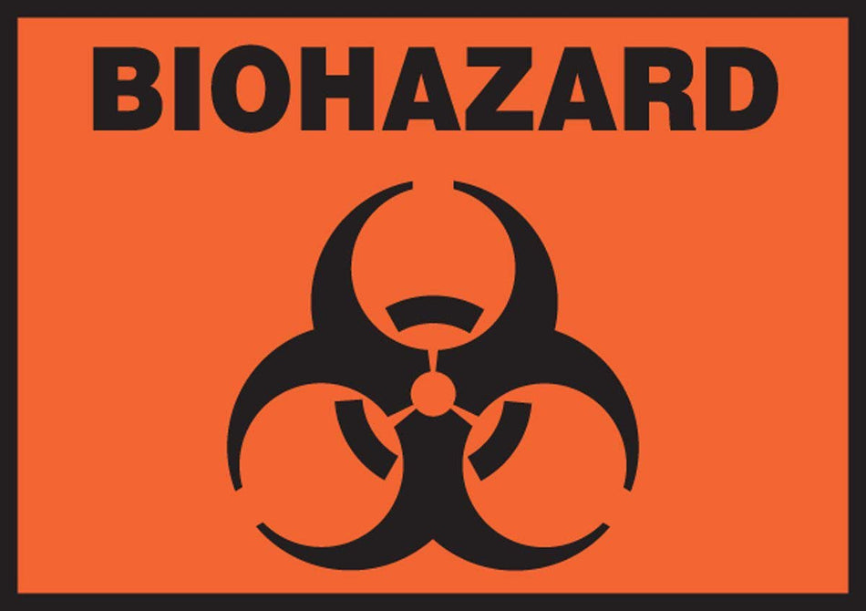 Accuform Signs Biohazard Pre-Printed Label, 5 x 3-1/2 Inch-Pre-Printed Label Accuform Signs Caution Label Black / Orange Vinyl Biohazard w/Sign Black Biohazard 3-1/2 X 5 Inch