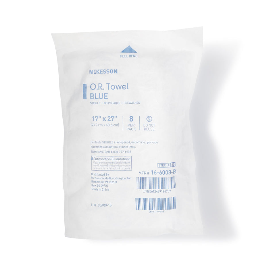 McKesson Sterile Blue O.R. Towel, 17 x 27 Inch-O.R. Towel McKesson 17 W X 27 L Inch Blue Sterile