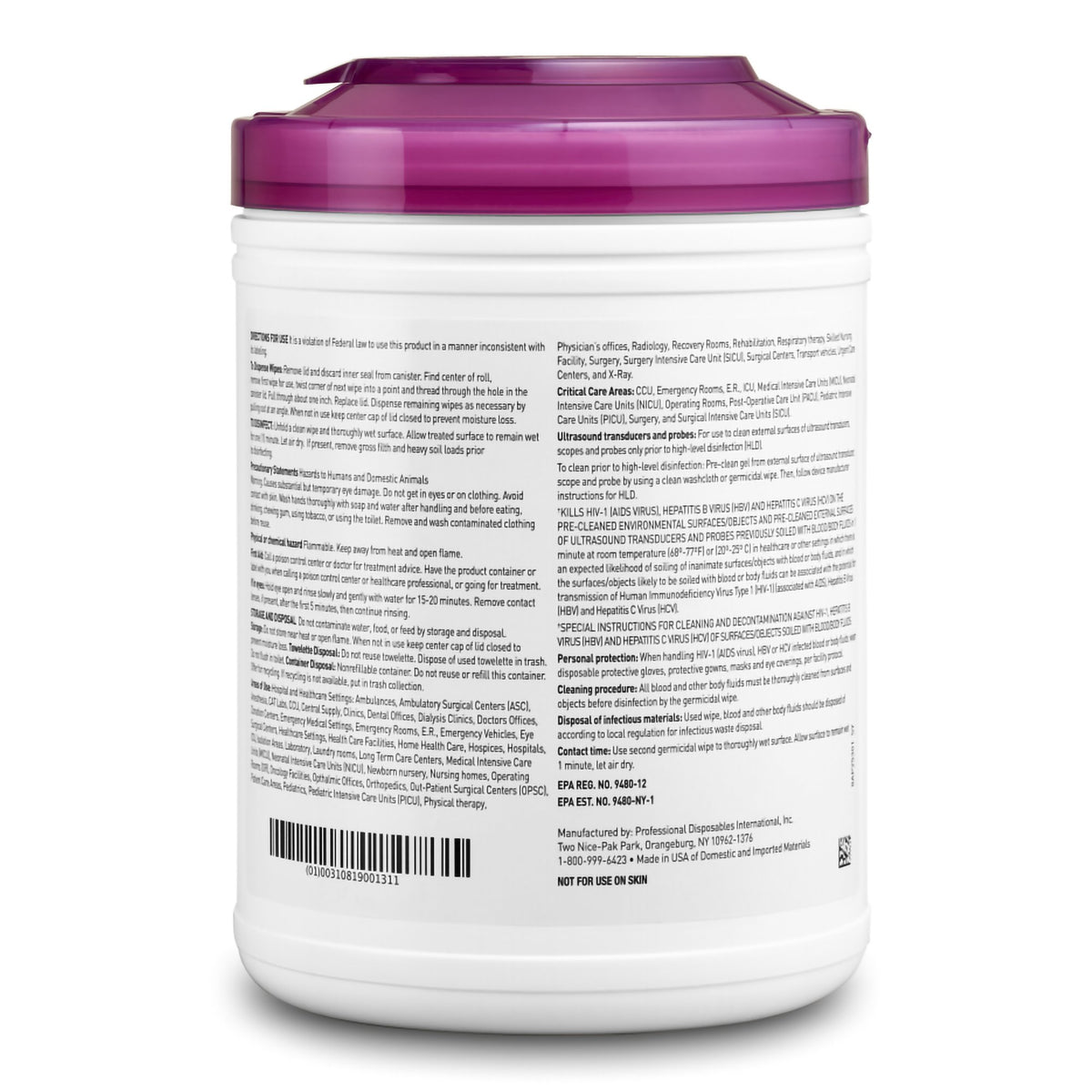 Sani-Cloth® Prime Large Germicidal Disinfectant Wipes - Housekeeping>Cleaners and Disinfectants - Professional Disposables