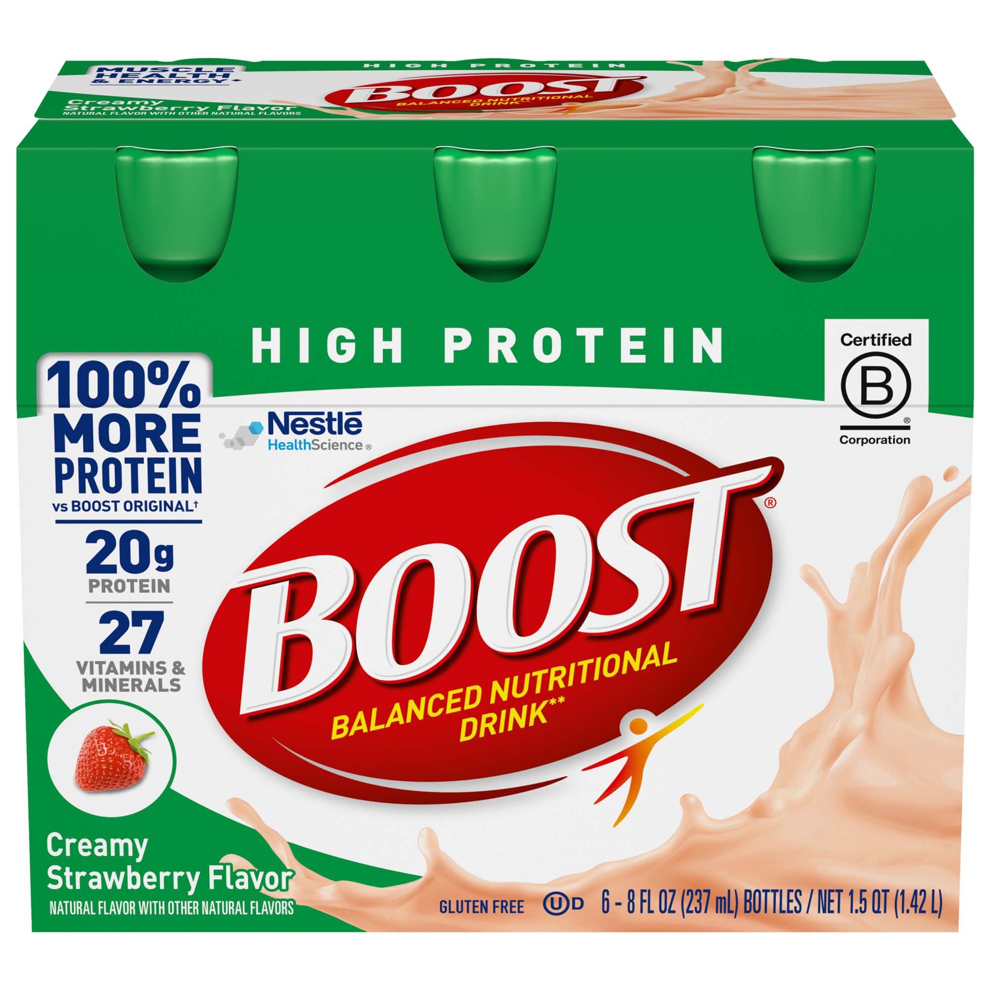 Boost® High Protein Strawberry Complete Nutritional Drink, 8-ounce Bottle - Nutritionals and Feeding Supplies>Nutritionals...