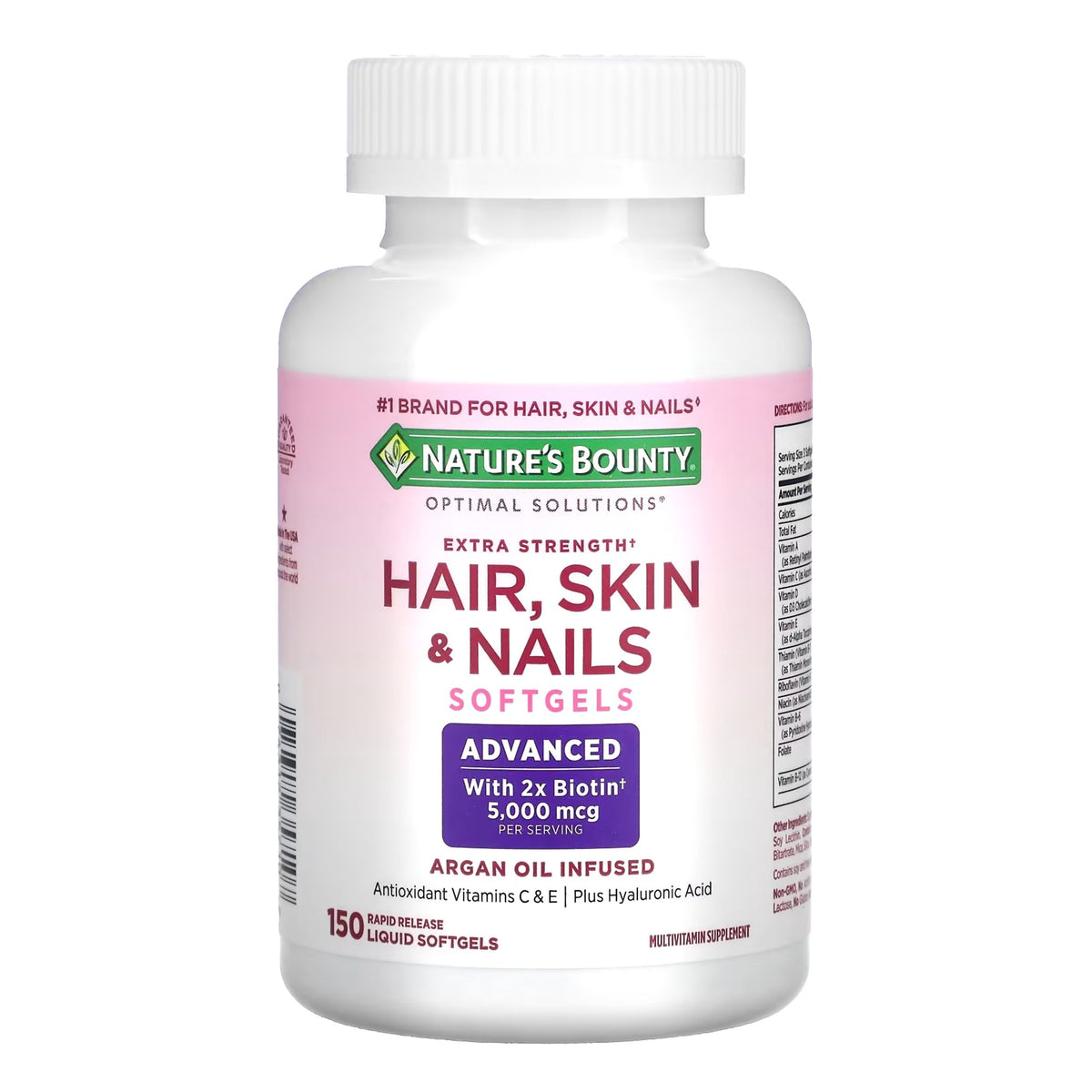 Nature's Bounty Optimal Solutions Extra Strength Hair, Skin & Nails Rapid Release Liquid Softgels-Skin / Hair Supplement Nature's Bounty Softgel 150 per Bottle