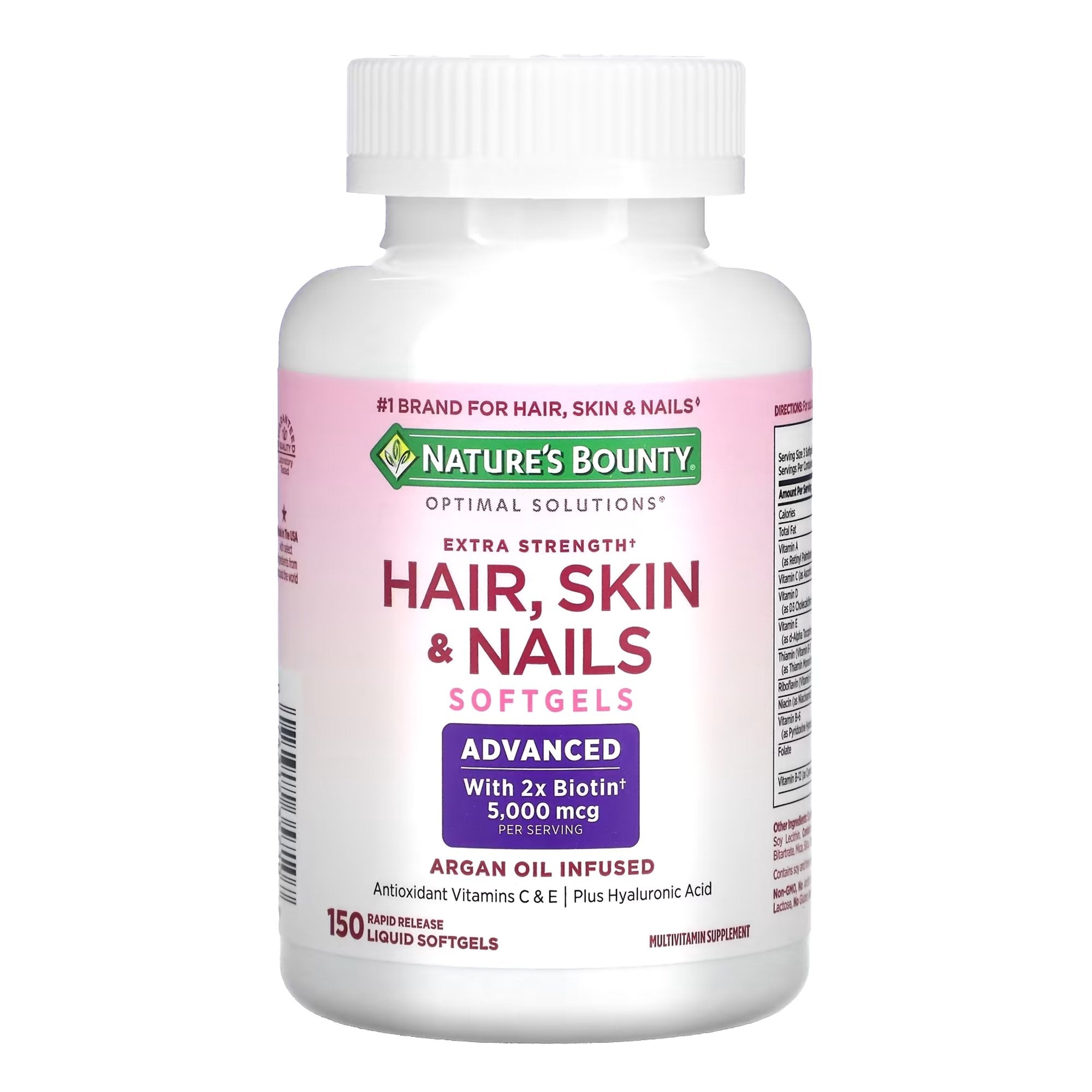 Nature's Bounty Optimal Solutions Extra Strength Hair, Skin & Nails Rapid Release Liquid Softgels-Skin / Hair Supplement Nature's Bounty Softgel 150 per Bottle