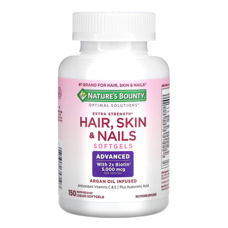 Nature's Bounty Optimal Solutions Extra Strength Hair, Skin & Nails Rapid Release Liquid Softgels-Skin / Hair Supplement Nature's Bounty Softgel 150 per Bottle