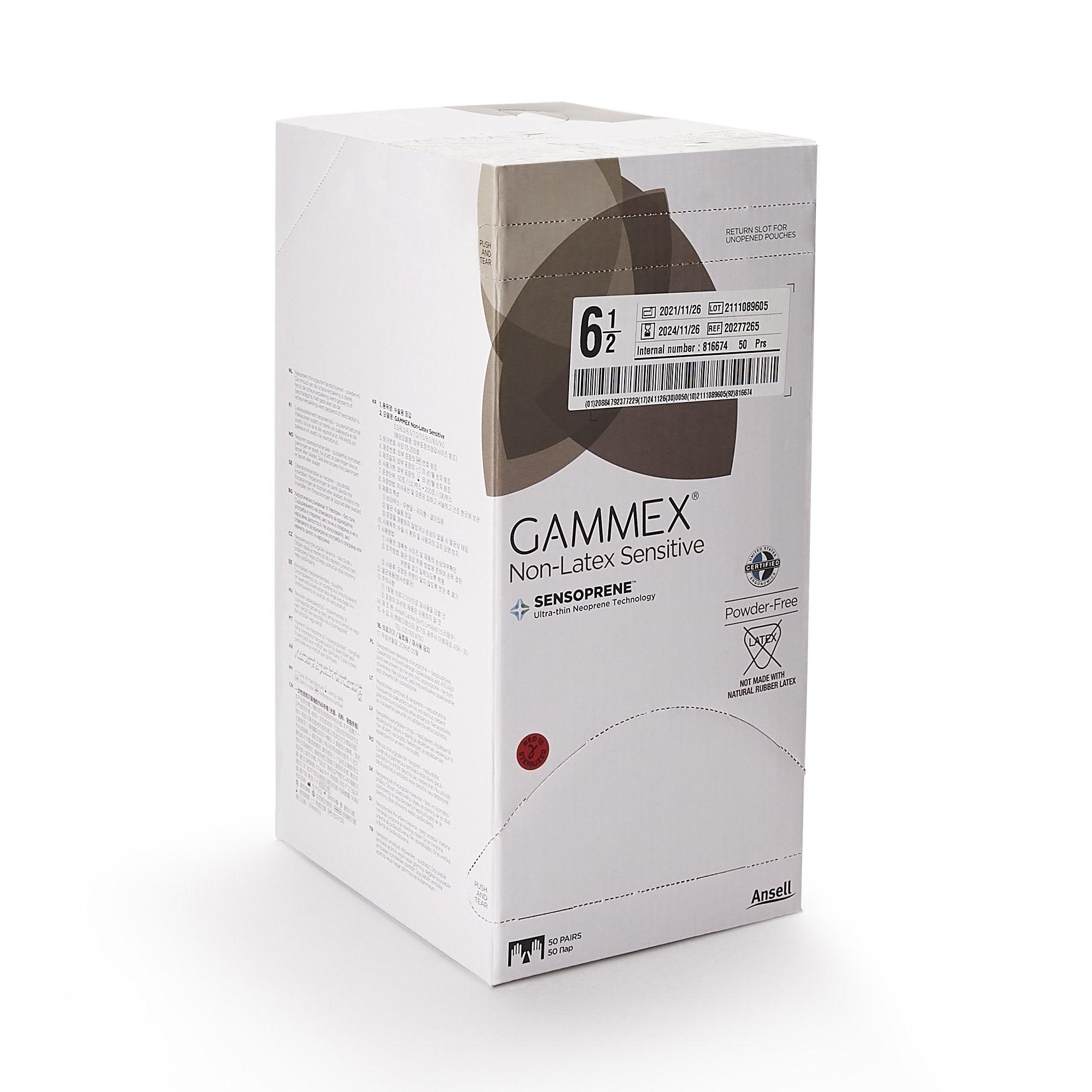 Gammex® Non-Latex Sensitive Polychloroprene Surgical Glove, Size 6.5, Cream - Gloves>Surgical Gloves - Ansell