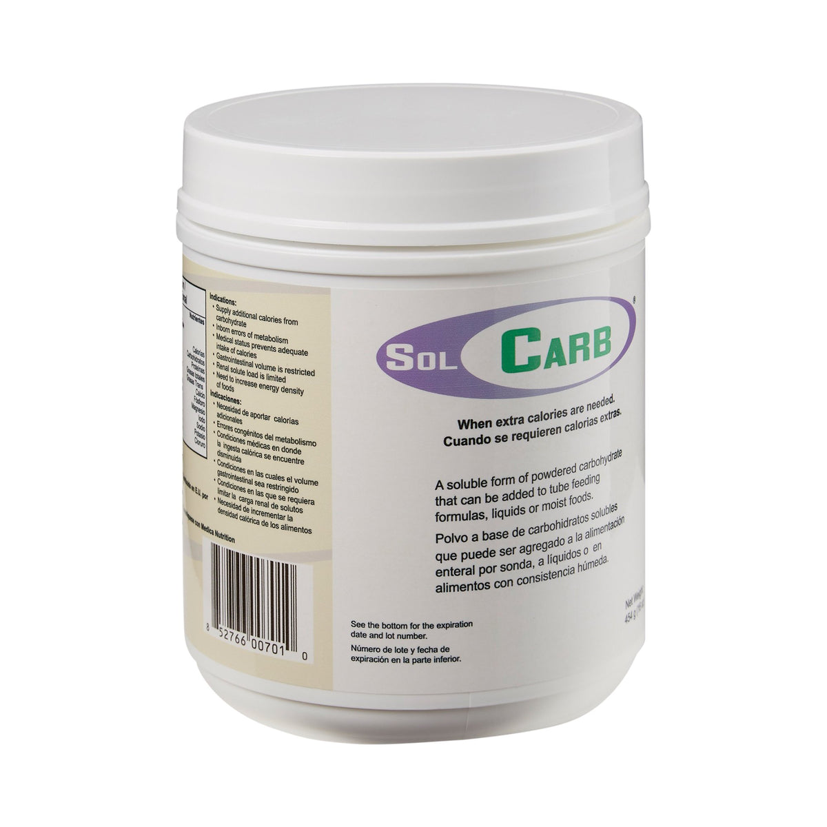 SolCarb® Soluble Form of Powdered Carbohydrate, 454 Gram Jar - Nutritionals and Feeding Supplies>Nutritionals>Oral Supplem...