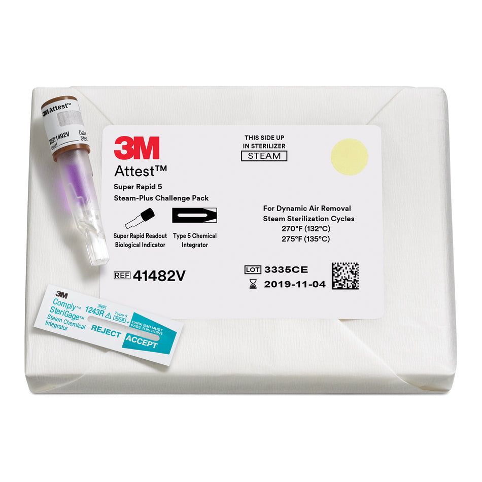 3M Attest Super Rapid 5 Steam-Plus Sterilization Biological Indicator Challenge Pack-Attest Super Rapid 5 Steam-Plus Sterilization Indicator Challenge Pack Steam 2 Inch Length