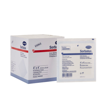 Sorbalux Drain Sponge, 4 x 4 Inch, 6-Ply-Drain Sponge Sorbalux 4 x 4 inch 6-Ply Sterile 2 per Pack