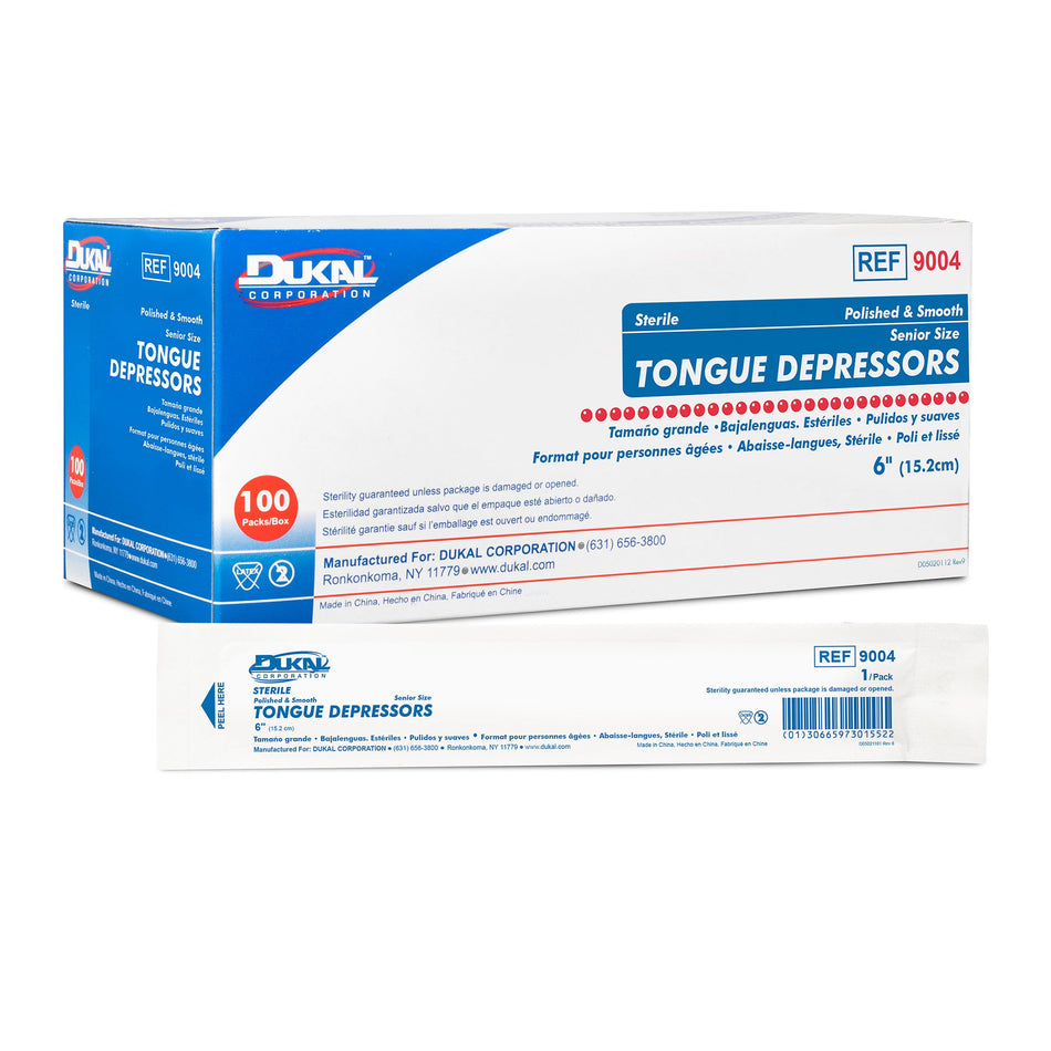 Dukal Individually Wrapped Tongue Depressors-Tongue Depressor Dukal 6 Inch Length Wood Senior