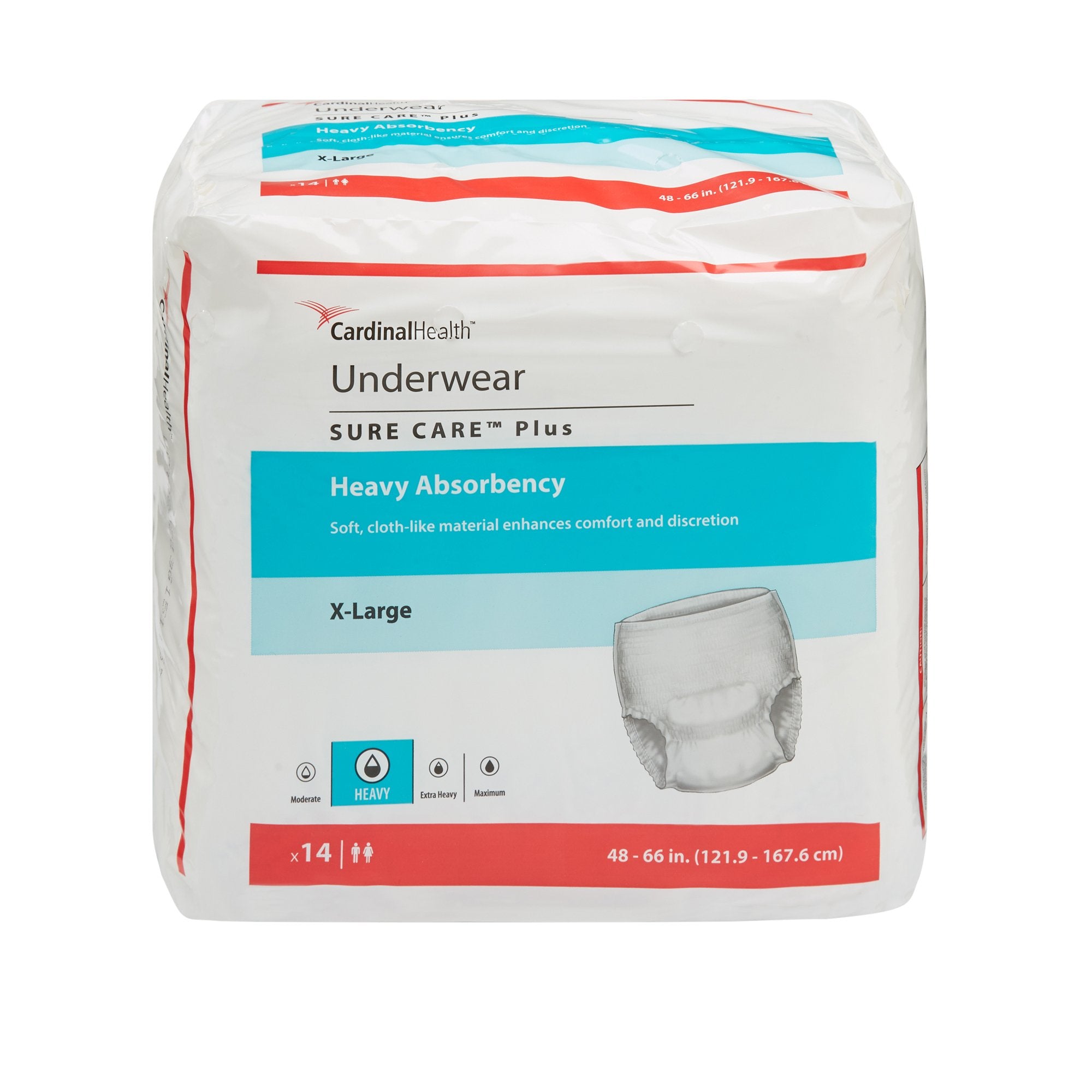 Sure Care Plus Heavy Absorbent Underwear, Extra Large-Unisex Adult Absorbent Underwear Sure Care Plus Pull On with Tear Away Seams X-Large Disposable Heavy Absorbency