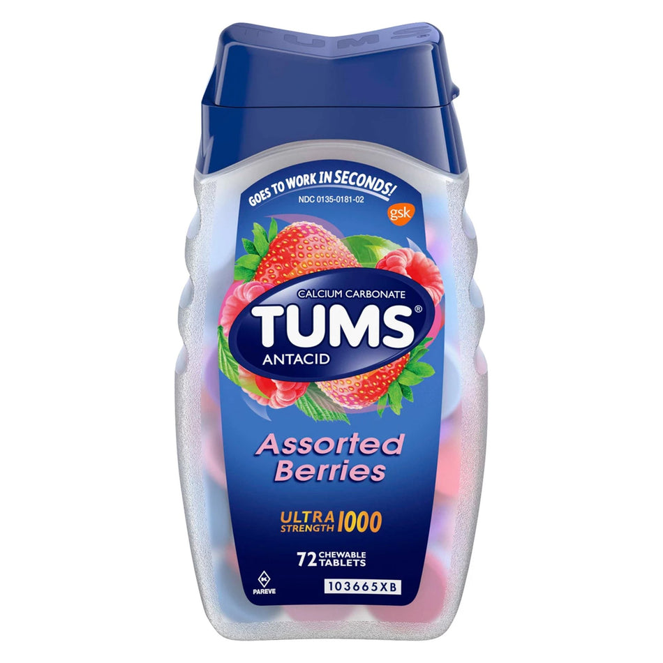 Tums Ultra Strength 1000 Antacid Chewable Tablets, Assorted Berries-Antacid