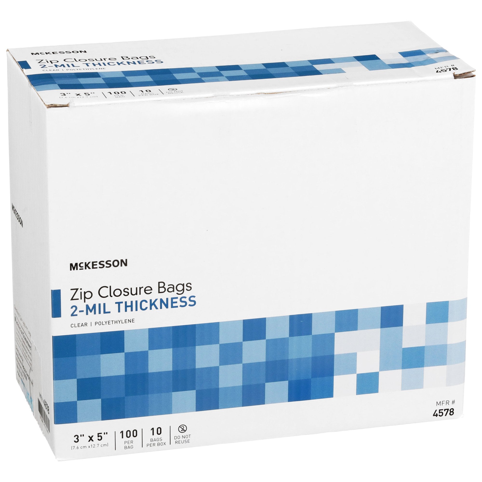 McKesson Zip Closure Bag, 3 x 5 in.-Reclosable Bag McKesson 3 X 5 Inch Polyethylene Clear Zipper Closure