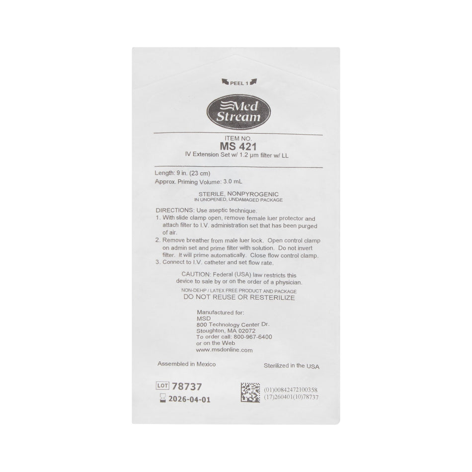 McKesson IV Extension Set, Standard Bore 9-inch Tubing, 1.2 Micron Filter - IV Therapy>IV Administration>Extension Sets -...