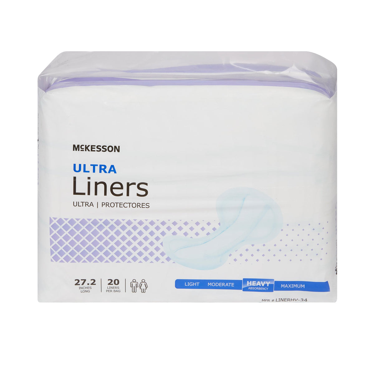 McKesson Ultra Incontinence Liner-Incontinence Liner McKesson Ultra 27-1/5 Inch Length Heavy Absorbency Polymer Core One Size Fits Most
