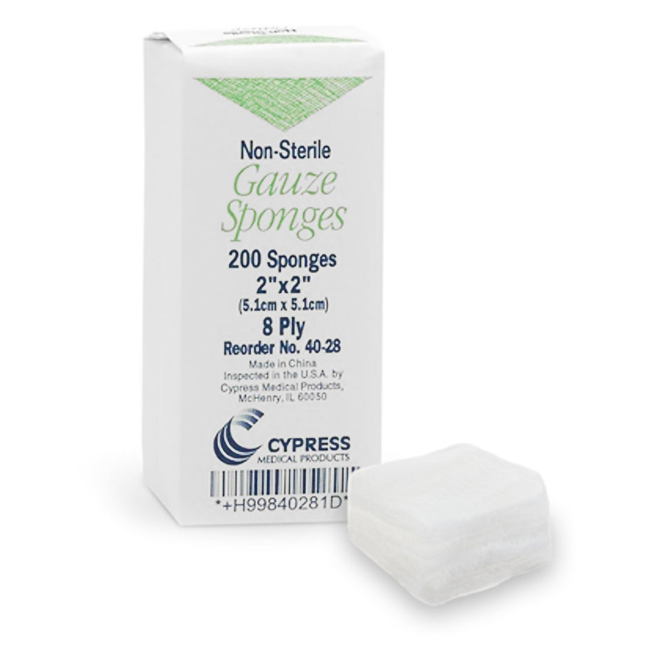 Cypress Gauze Sponge, 2 x 2 Inch, 8-Ply-Gauze Sponge McKesson 2 X 2 Inch 8-Ply NonSterile 200 per Pack