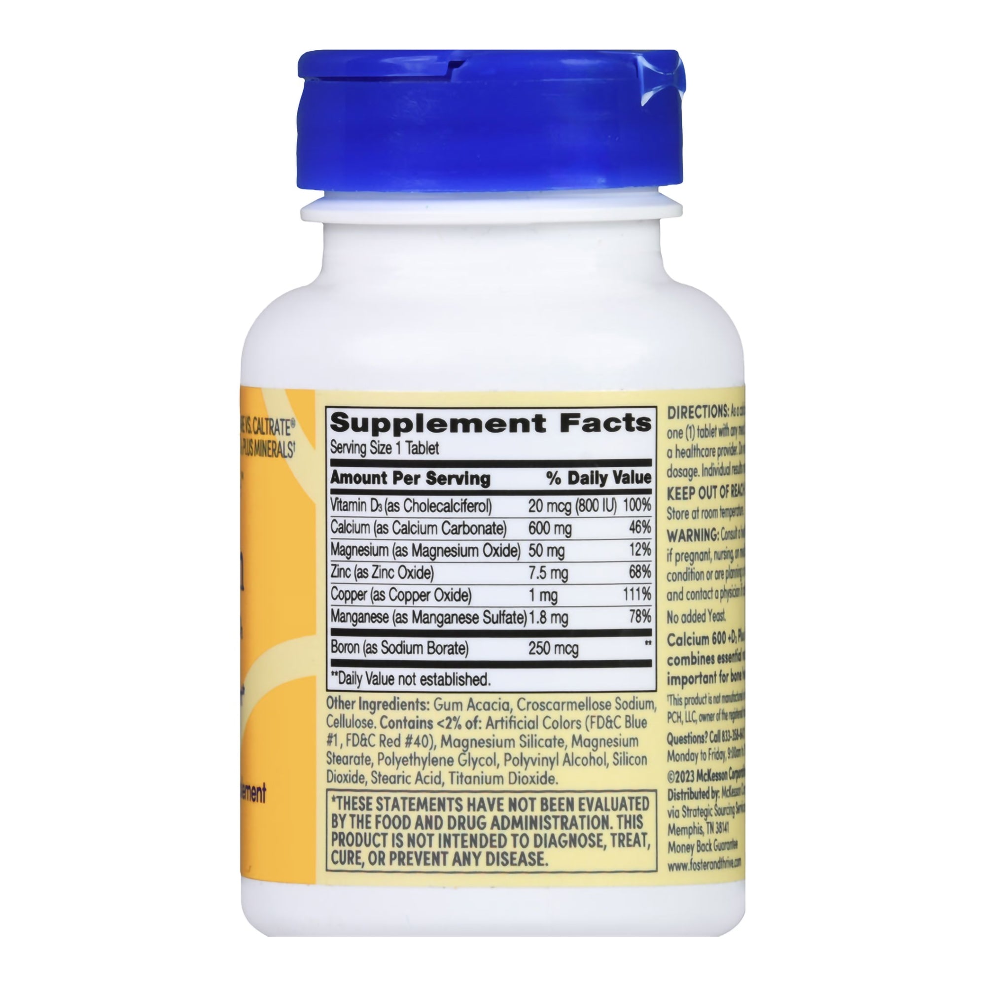 Foster & Thrive Calcium 600 mg + Vitamin D3 Plus Minerals Tablets-Joint Health Supplement Foster & Thrive Calcium / Vitamin D 600 mg Strength Tablet 60 per Bottle