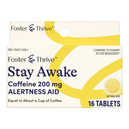 Foster & Thrive Stay Awake Caffeine 200 mg Tablets-Foster & Thrive Stimulant 200 mg Strength Tablet